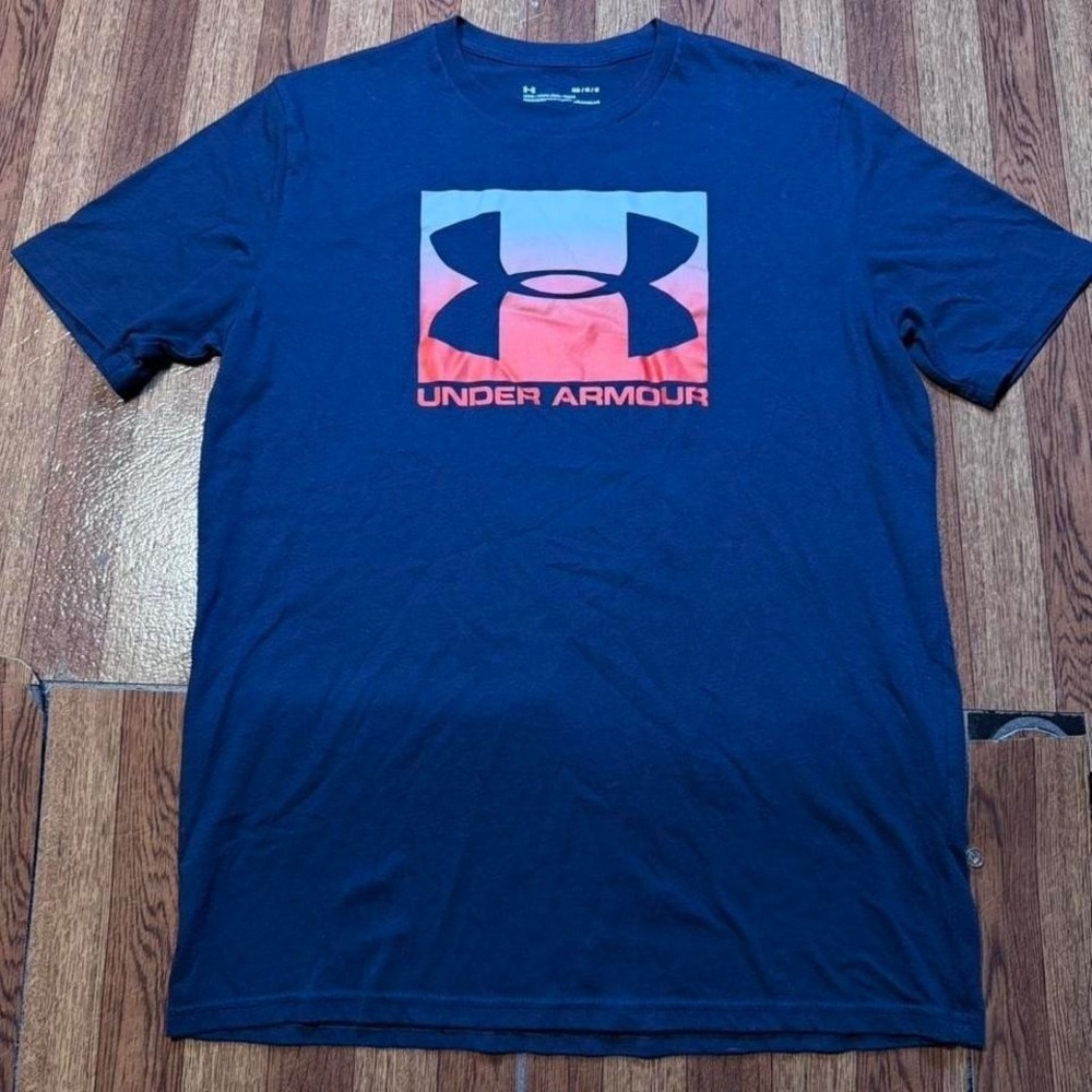 Under Armour Blue Heat Tech Retro Sportswear Running Train Shirt Medium